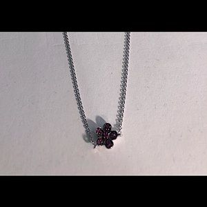 14k White gold Ruby flower necklace (Gabriel&Co)